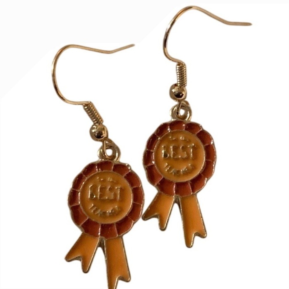 Best‎ teacher Gold and Orange Medal Earrings